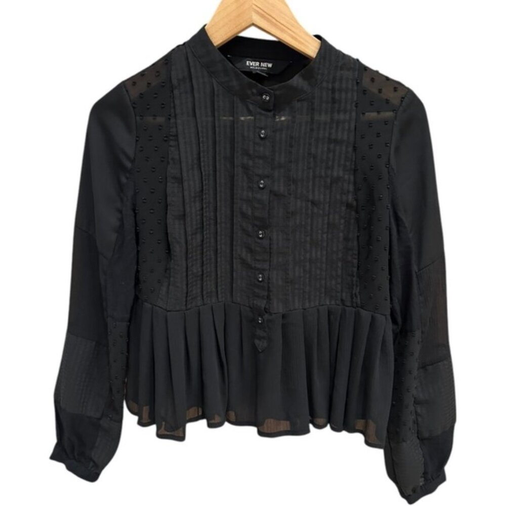 Ever New Melbourne Black Sheer Patchwork Frill Po… - image 1